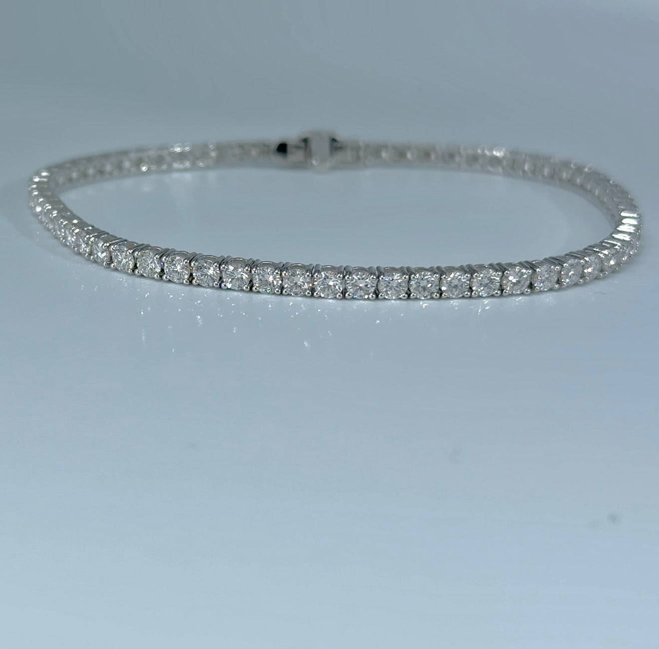 14kt White Gold Round Lab Diamond Tennis Bracelet 3.00ctw