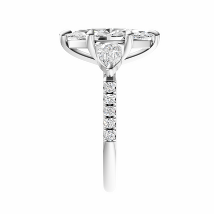 Marquise Accented Three Stone Pear Setting