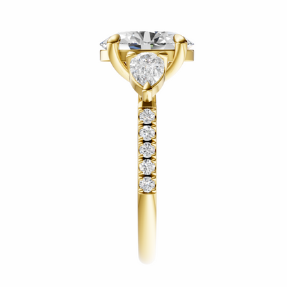 Oval Accented Three Stone Pear Setting