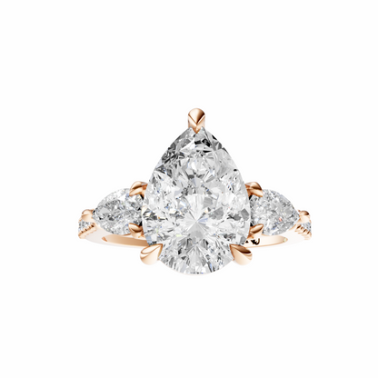 Pear Accented Three Stone Pear Setting