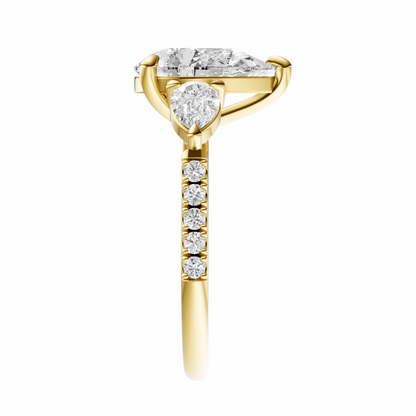 Pear Accented Three Stone Pear Setting