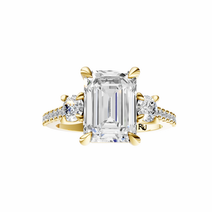 Emerald Accented Three Stone Round Setting