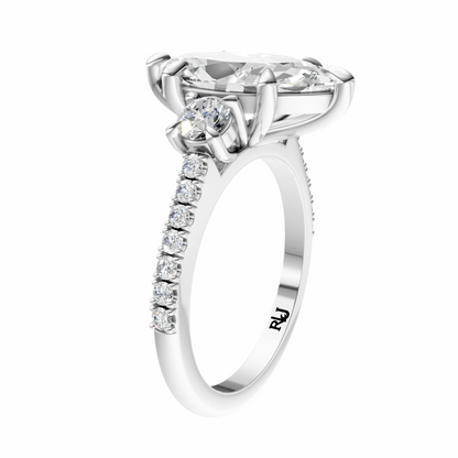 Marquise Accented Three Stone Round Setting