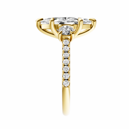 Marquise Accented Three Stone Round Setting