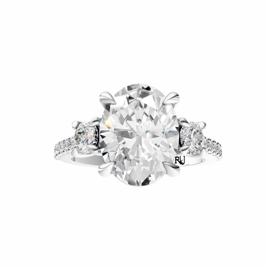 Oval Accented Three Stone Round Setting