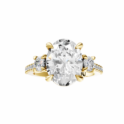 Oval Accented Three Stone Round Setting