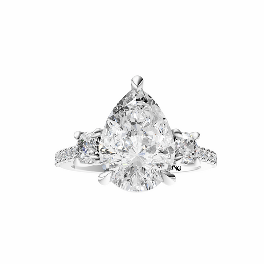 Pear Accented Three Stone Round Setting