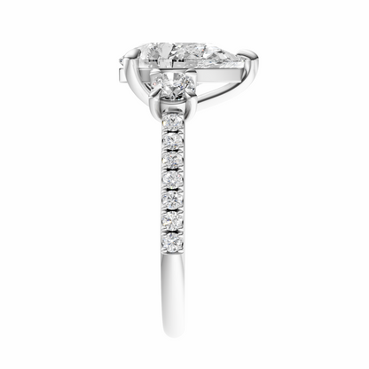 Pear Accented Three Stone Round Setting