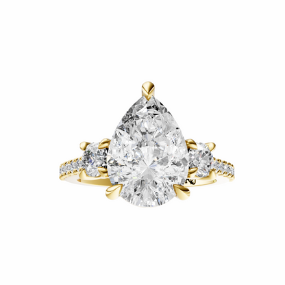 Pear Accented Three Stone Round Setting