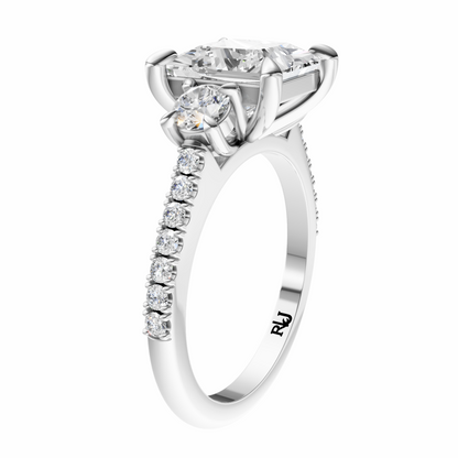 Princess Accented Three Stone Round Setting