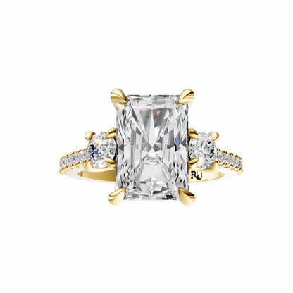 Radiant Accented Three Stone Round Setting