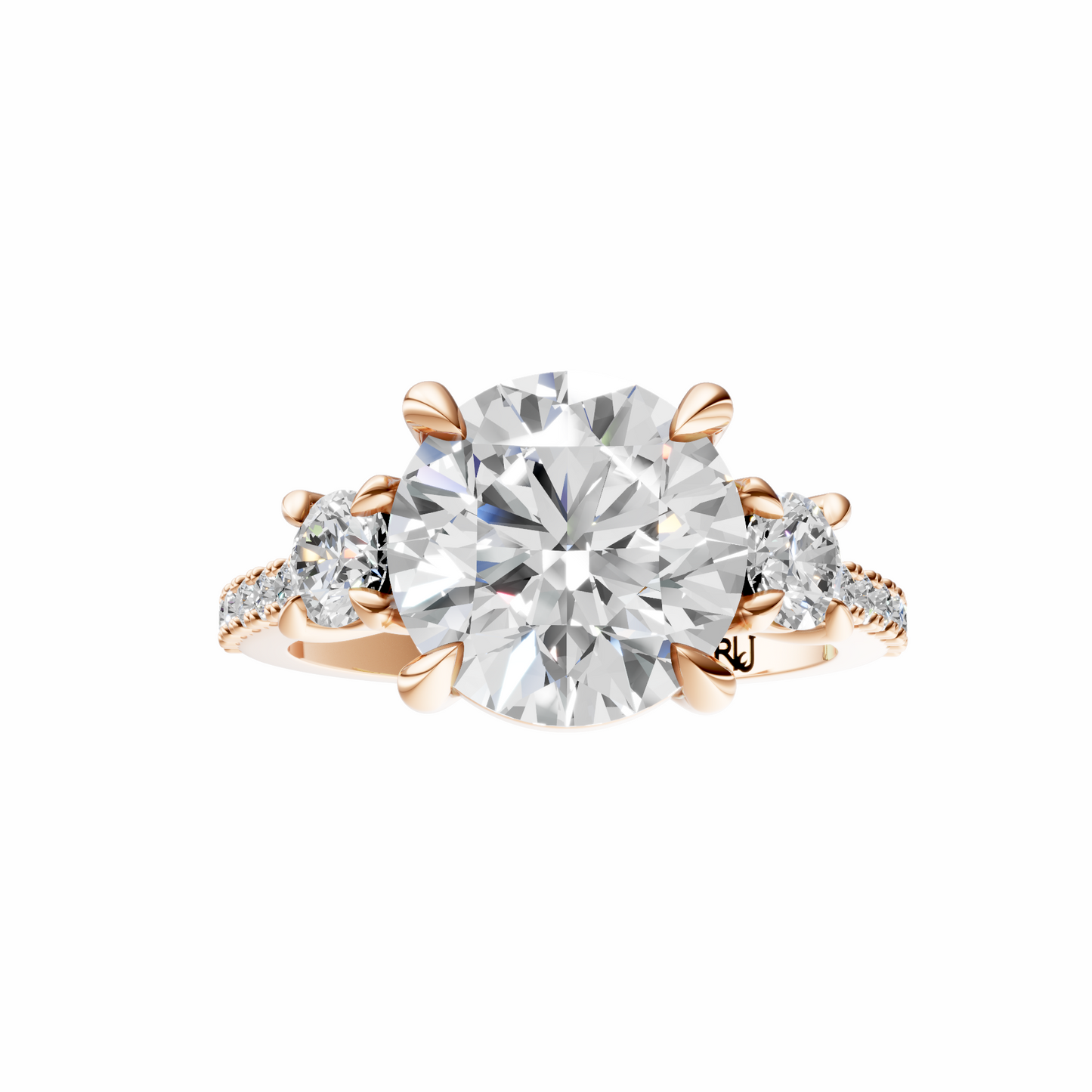 Round Accented Three Stone Round Setting
