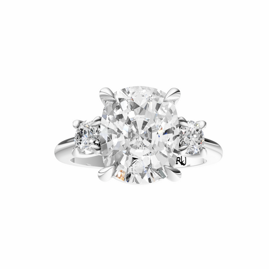 Cushion Three Stone Round Solitaire Setting