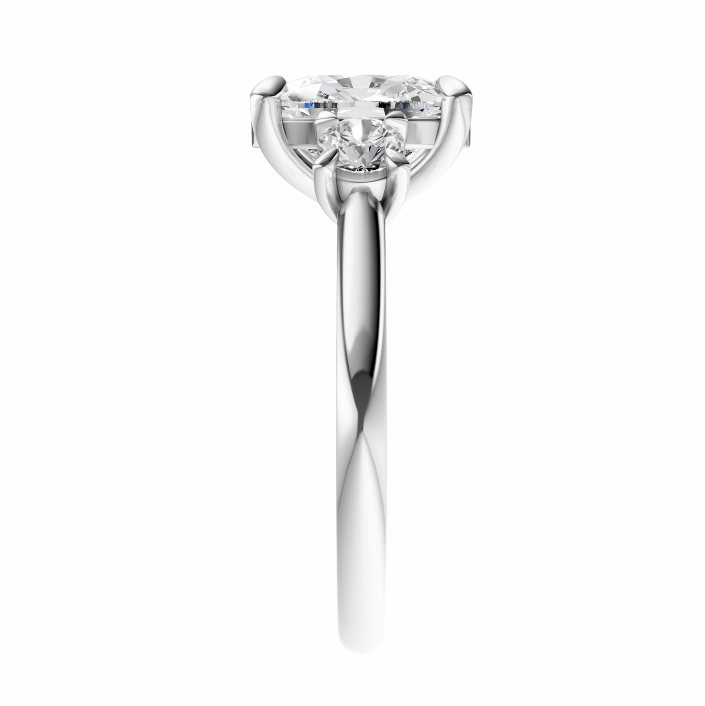 Cushion Three Stone Round Solitaire Setting