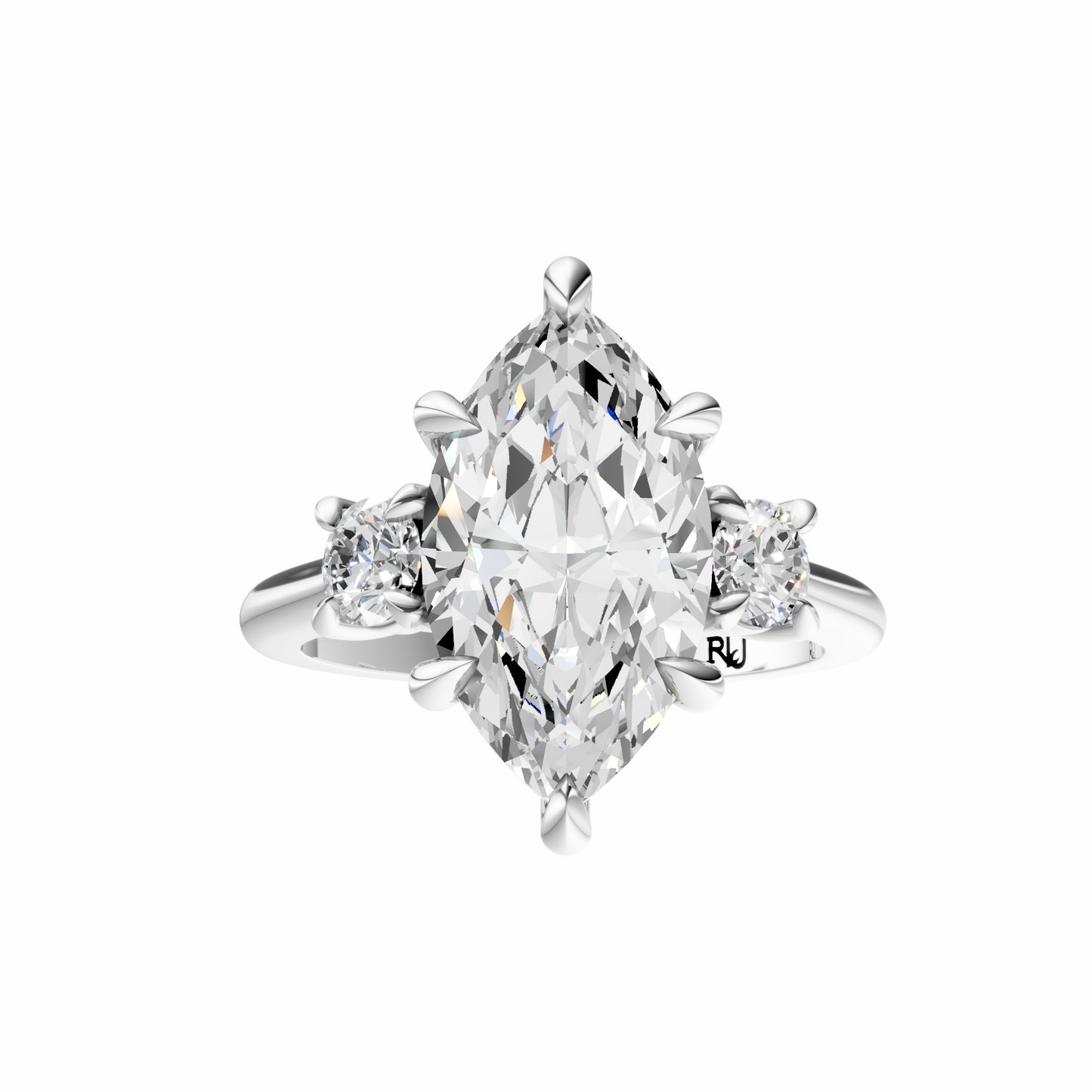 Marquise Three Stone Round Solitaire Setting