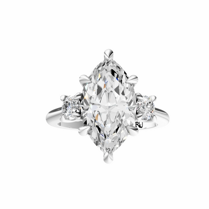 Marquise Three Stone Round Solitaire Setting