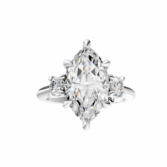Marquise Three Stone Round Solitaire Setting