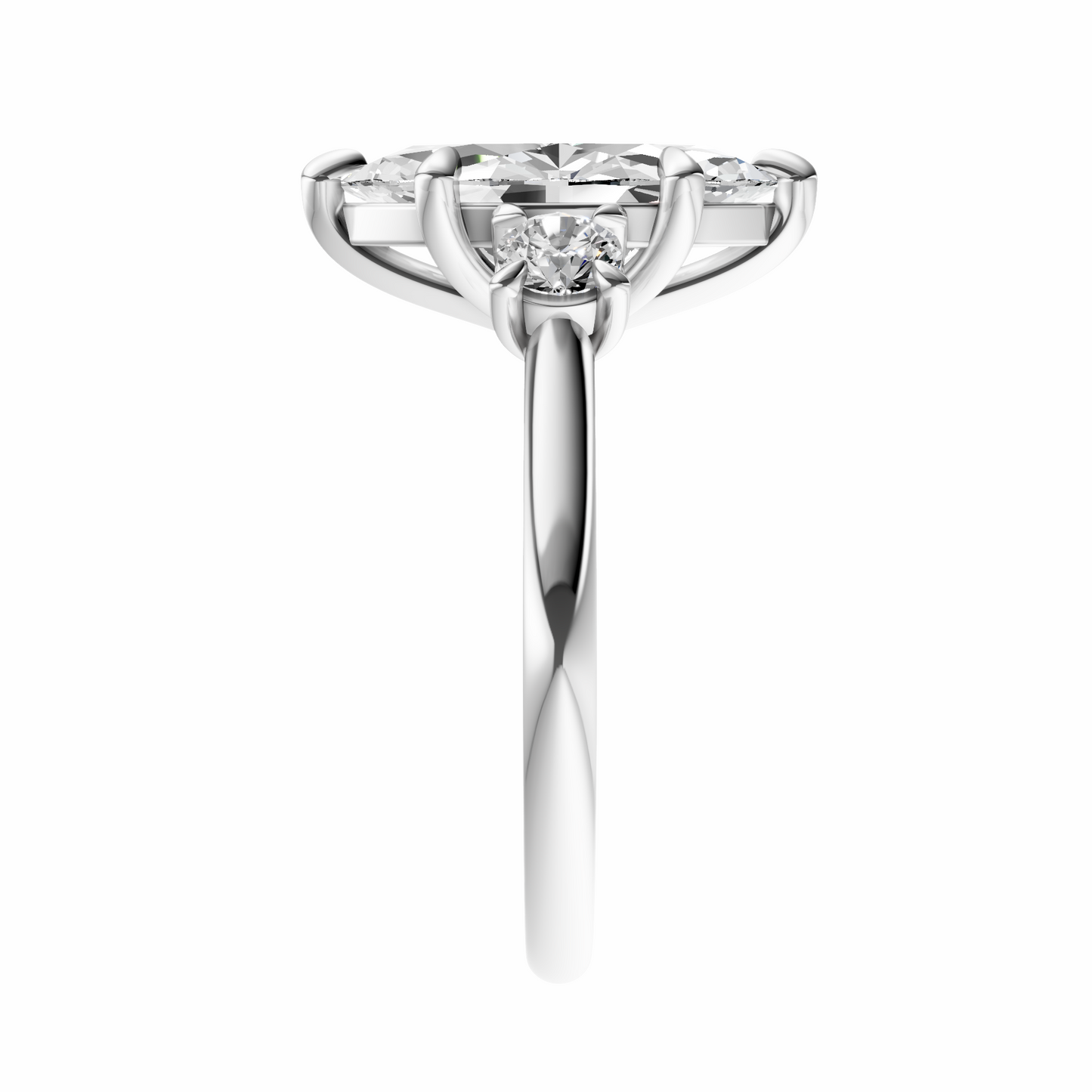 Marquise Three Stone Round Solitaire Setting