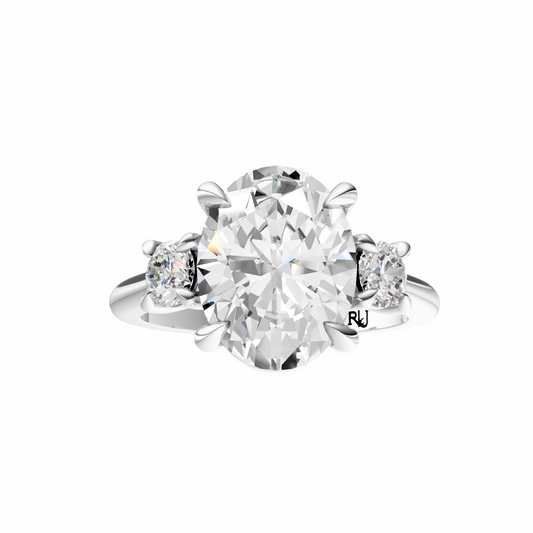 Oval Three Stone Round Solitaire Setting