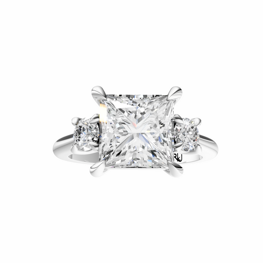Princess Three Stone Round Solitaire Setting