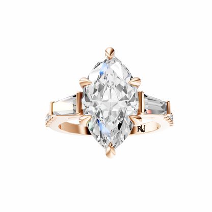 Marquise Accented Three Stone Tappered Baguettes Setting