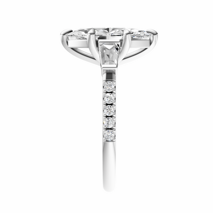 Marquise Accented Three Stone Tappered Baguettes Setting
