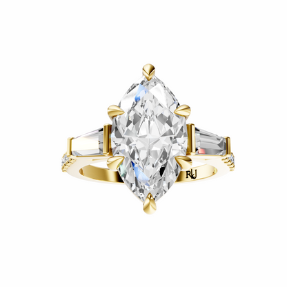 Marquise Accented Three Stone Tappered Baguettes Setting