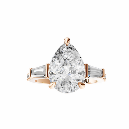 Pear Accented Three Stone Tappered Baguettes Setting