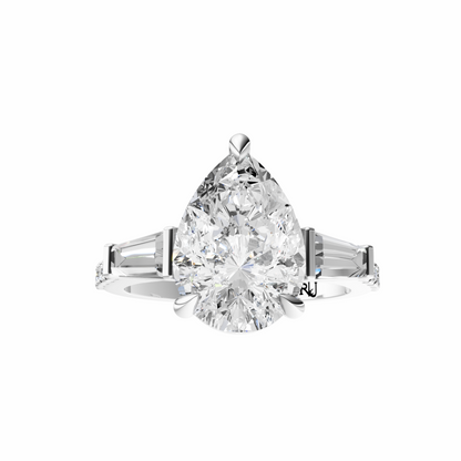 Pear Accented Three Stone Tappered Baguettes Setting