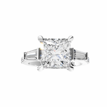Princess Accented Three Stone Tappered Baguettes Setting