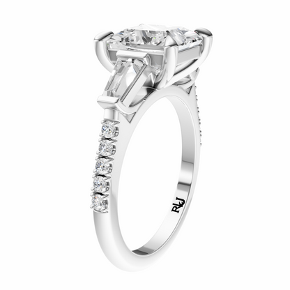 Princess Accented Three Stone Tappered Baguettes Setting