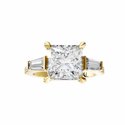 Princess Accented Three Stone Tappered Baguettes Setting