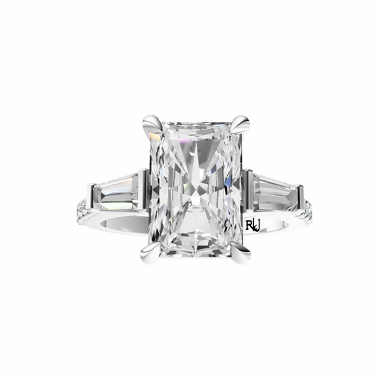 Radiant Accented Three Stone Tappered Baguettes Setting