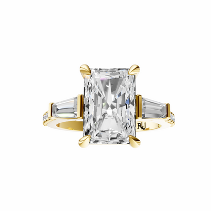Radiant Accented Three Stone Tappered Baguettes Setting