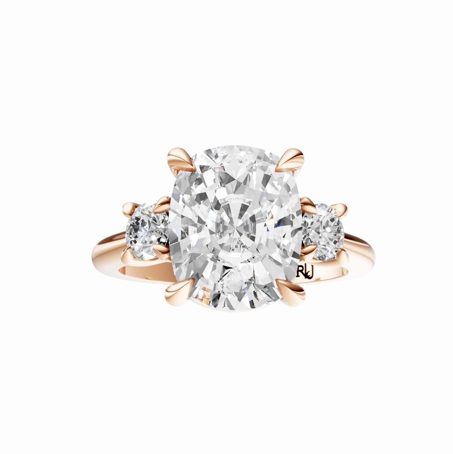 Cushion Three Stone Round Solitaire Setting