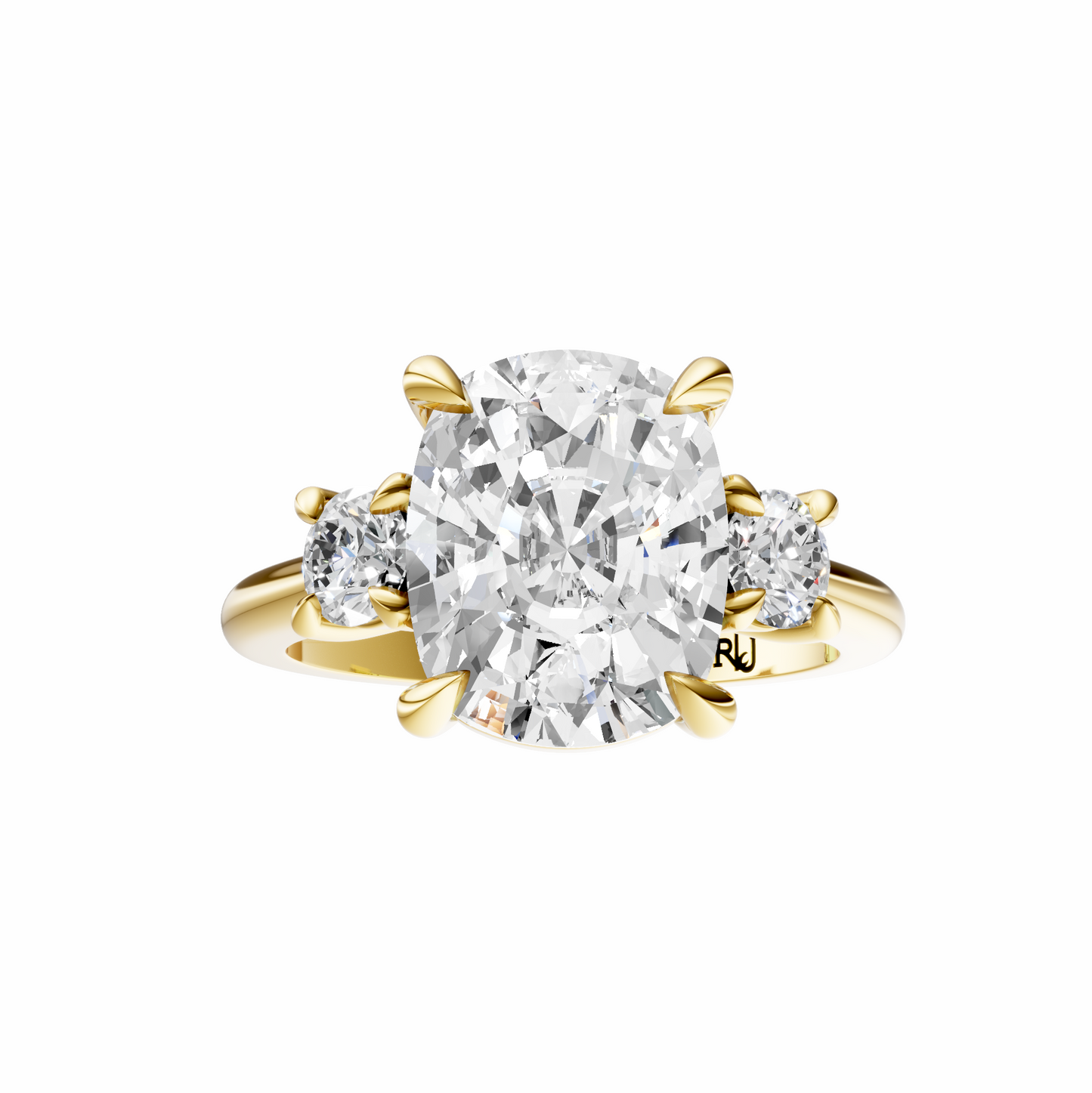 Cushion Three Stone Round Solitaire Setting
