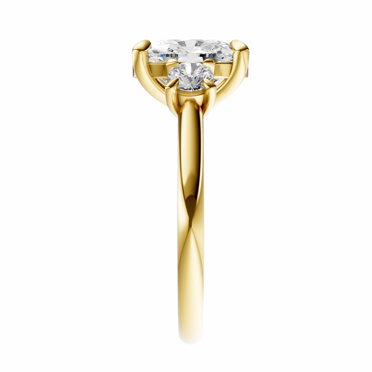 Cushion Three Stone Round Solitaire Setting