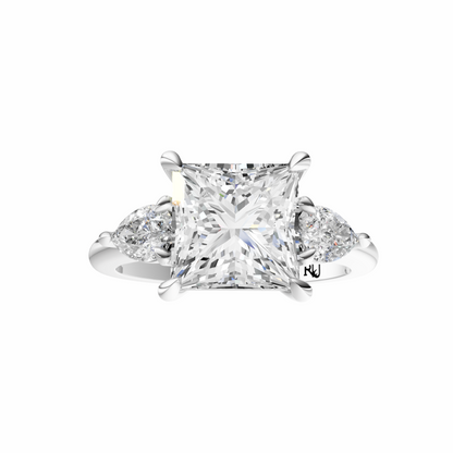 Princess Three Stone Pear Setting