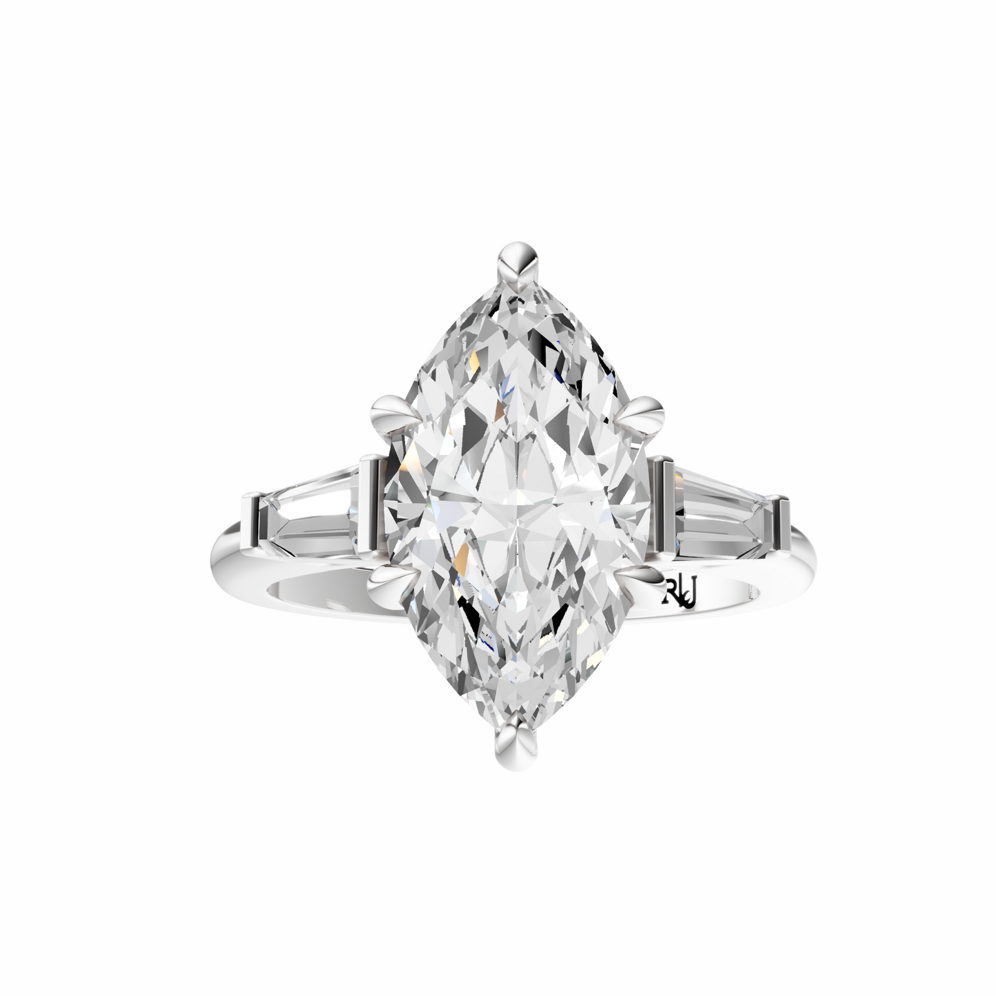 Marquise Three Stone Tapered Baguettes Setting