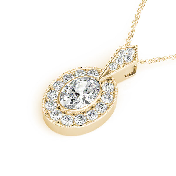 Oval Accented Halo Straight-Edge Lab Diamond Necklace