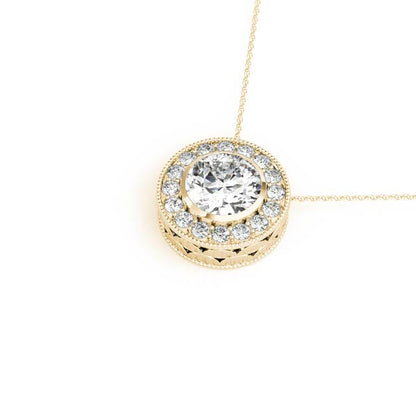 Round Halo Accented Floating Lab Diamond Necklace