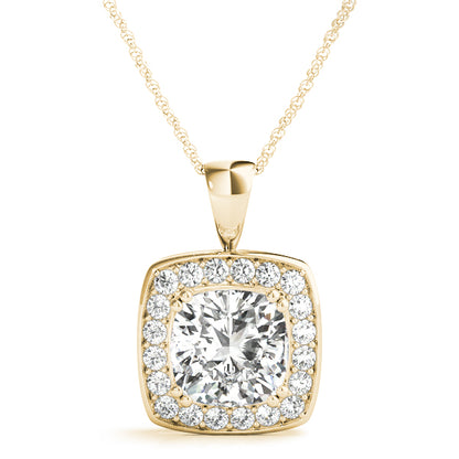 Cushion Halo Straight-Edge Lab Diamond Necklace