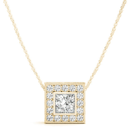 Princess Halo Accented Floating Lab Diamond Necklace