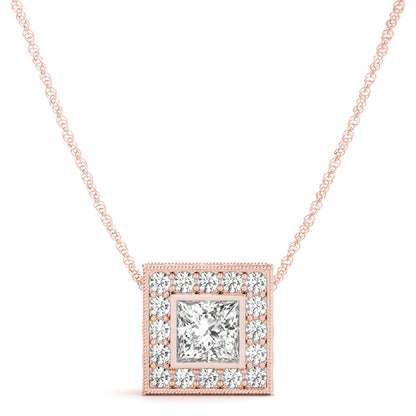 Princess Halo Accented Floating Lab Diamond Necklace