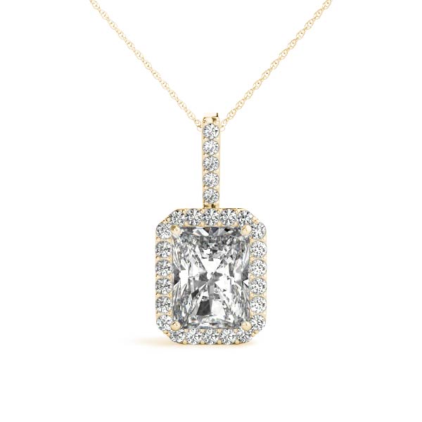 Radiant Halo Accented Lab Diamond Necklace