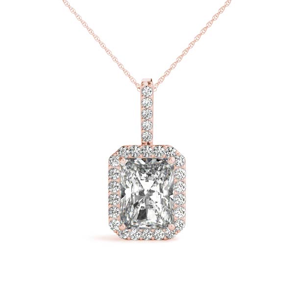 Radiant Halo Accented Lab Diamond Necklace