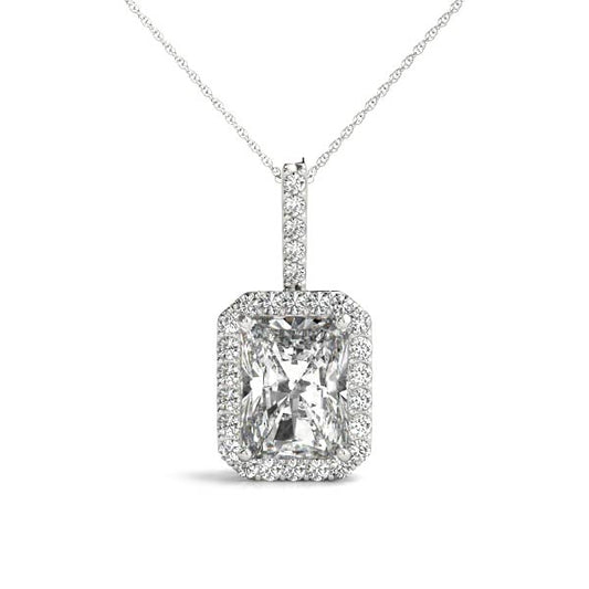 Radiant Halo Accented Lab Diamond Necklace
