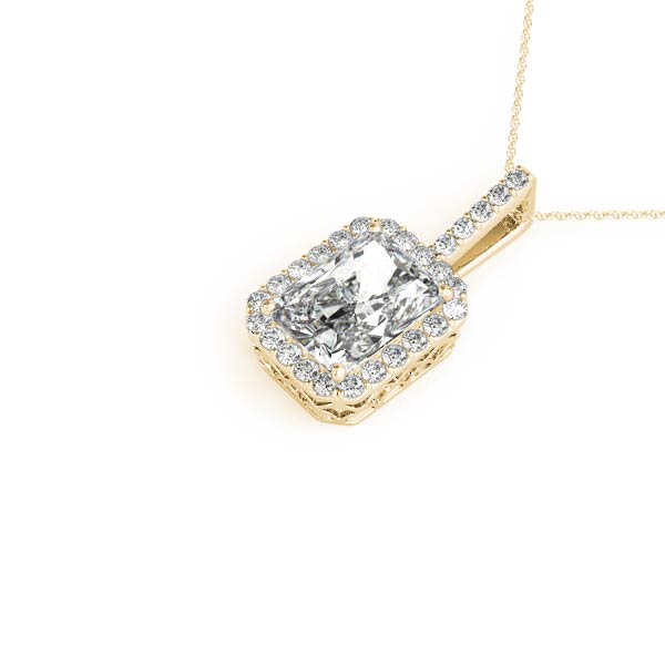 Radiant Halo Accented Lab Diamond Necklace