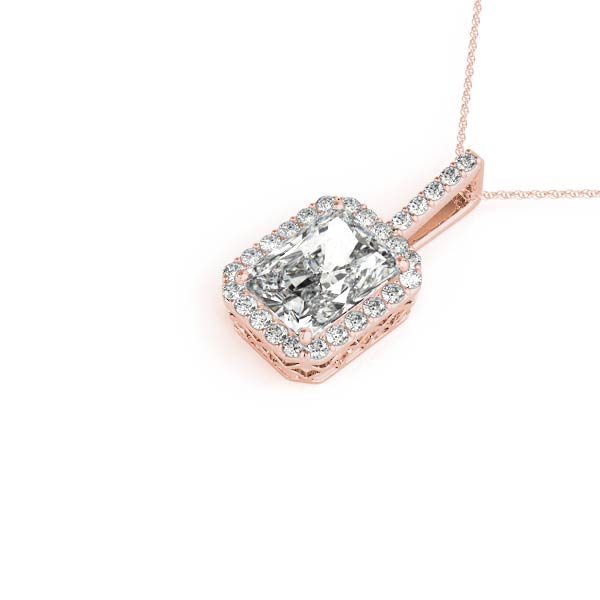 Radiant Halo Accented Lab Diamond Necklace