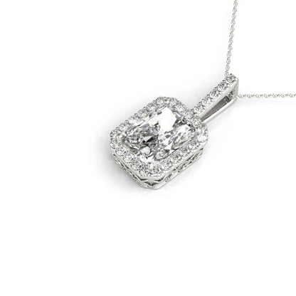 Radiant Halo Accented Lab Diamond Necklace